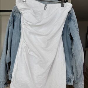 Reformation Strapless White Linen Dress